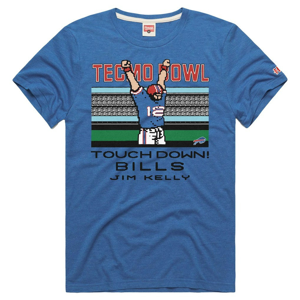 Jim Kelly Buffalo Bills Homage Unisex Tecmo Bowl Retired Player Graphic Tri-Blend T-Shirt - Royal T-shirts