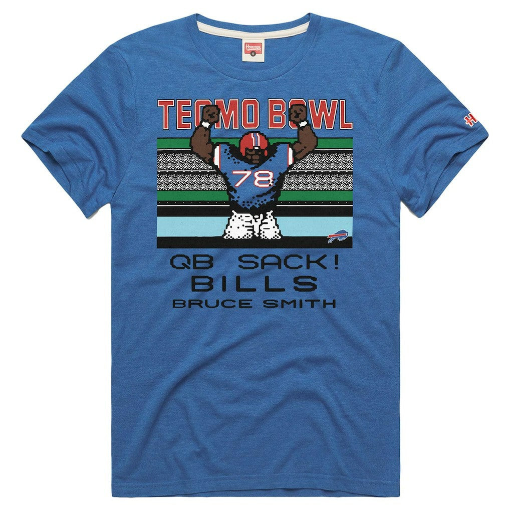 Bruce Smith Buffalo Bills Homage Unisex Tecmo Bowl Retired Player Graphic Tri-Blend T-Shirt - Royal T-shirts