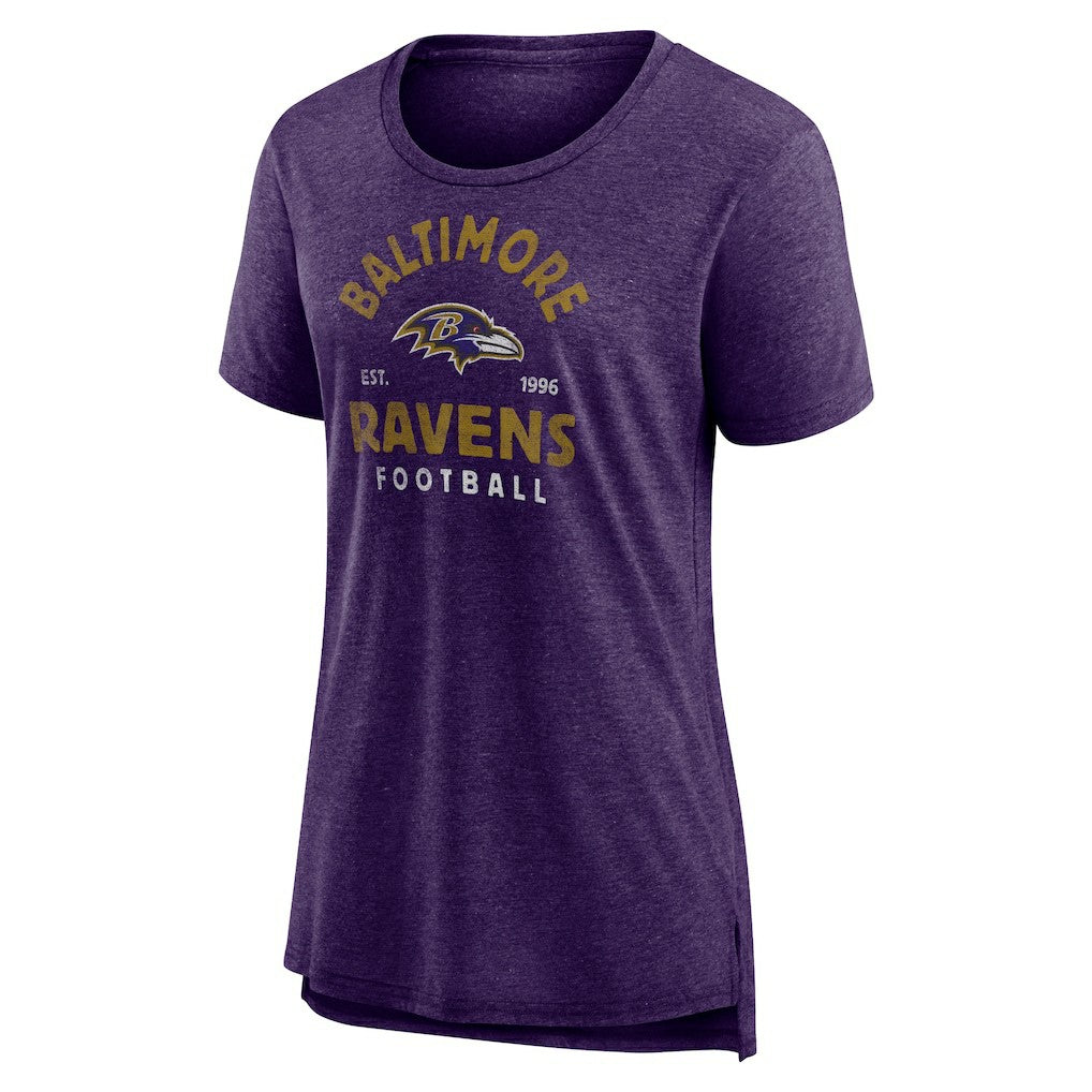 Baltimore Ravens Women's Vintage Arch Tri-Blend T-Shirt - Purple T-shirts