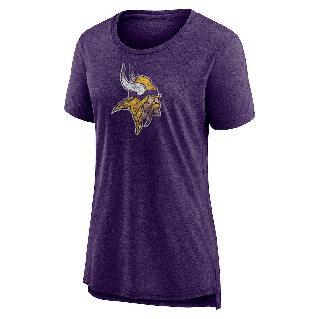 Minnesota Vikings Women's Distressed Tri-Blend T-Shirt - Purple T-shirts