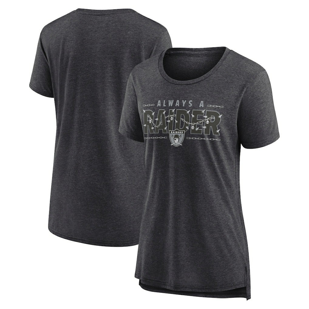 Las Vegas Raiders Women's Vintage Graphic Tri-Blend Scoop Neck T-Shirt - Charcoal T-shirts