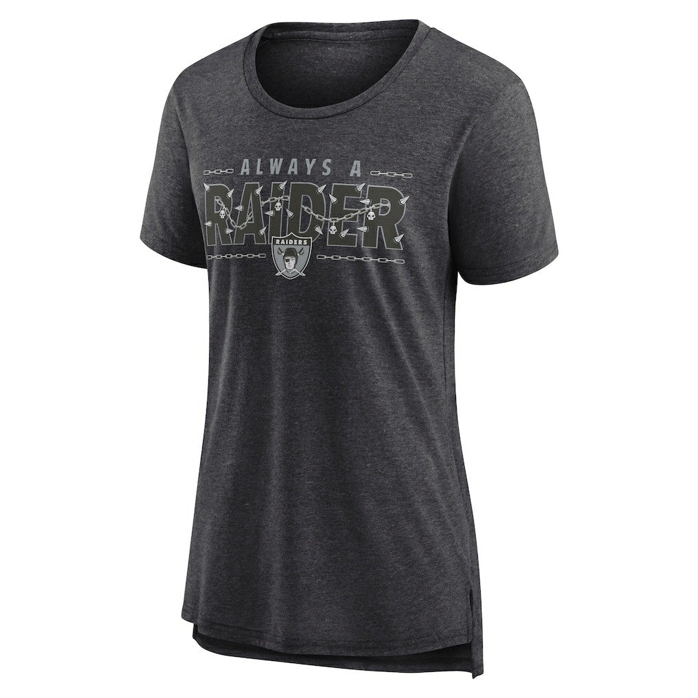Las Vegas Raiders Women's Vintage Graphic Tri-Blend Scoop Neck T-Shirt - Charcoal T-shirts