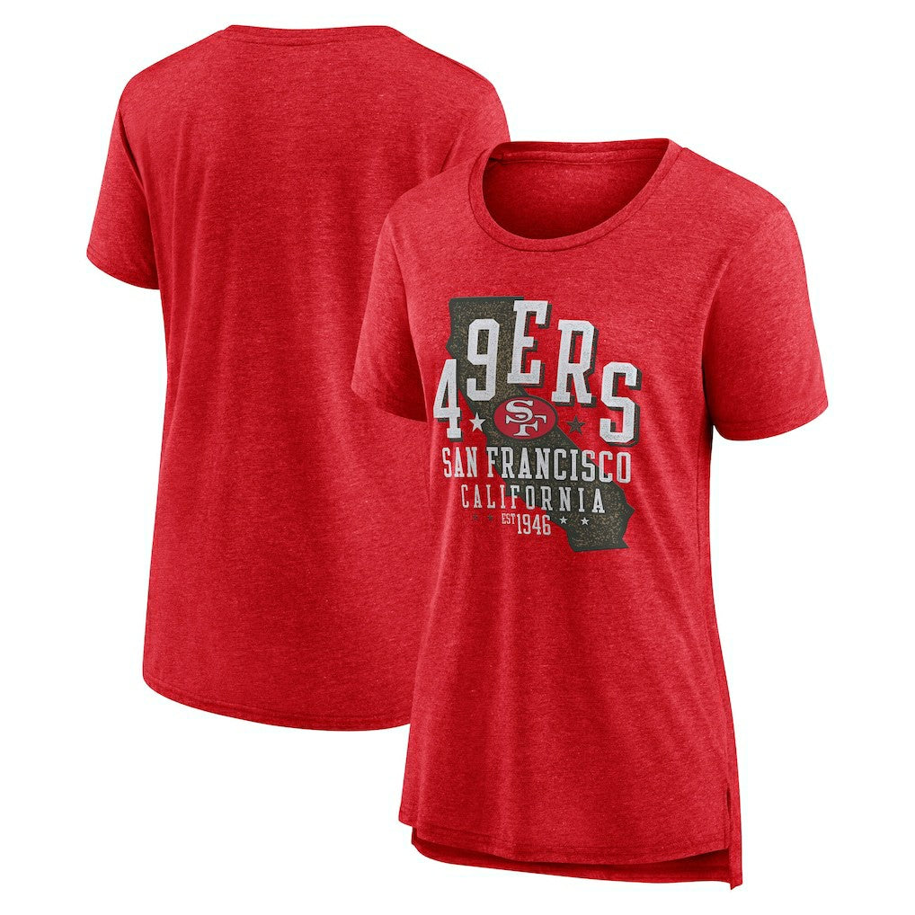 San Francisco 49ers Women's Vintage Graphic Tri-Blend Scoop Neck T-Shirt - Scarlet T-shirts
