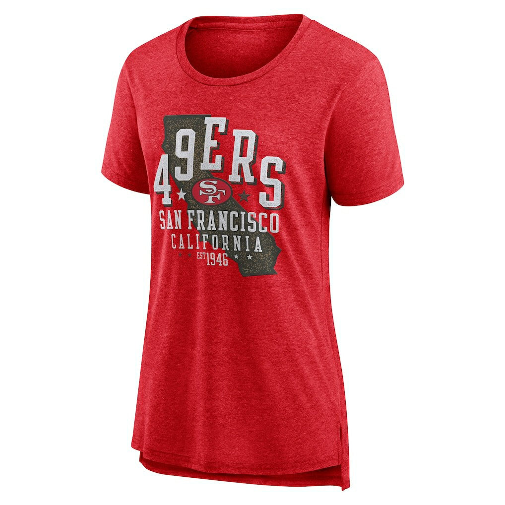 San Francisco 49ers Women's Vintage Graphic Tri-Blend Scoop Neck T-Shirt - Scarlet T-shirts
