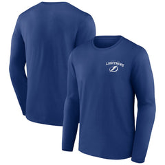 Tampa Bay Lightning Blue Team Lockup Long Sleeve T-Shirt | US 202391399