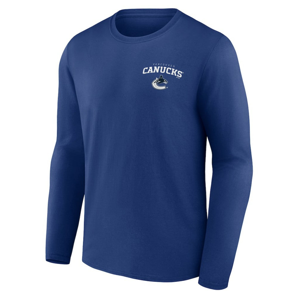 Vancouver Canucks Blue Team Lockup Long Sleeve T-Shirt | US 202391456