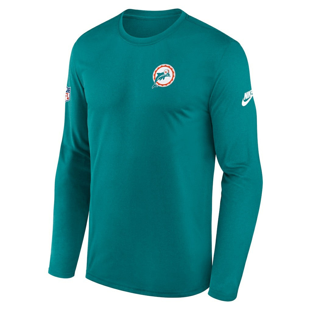 Miami Dolphins Legend Small Logo Dri-FIT Long Sleeve T-Shirt - Aqua T-shirts
