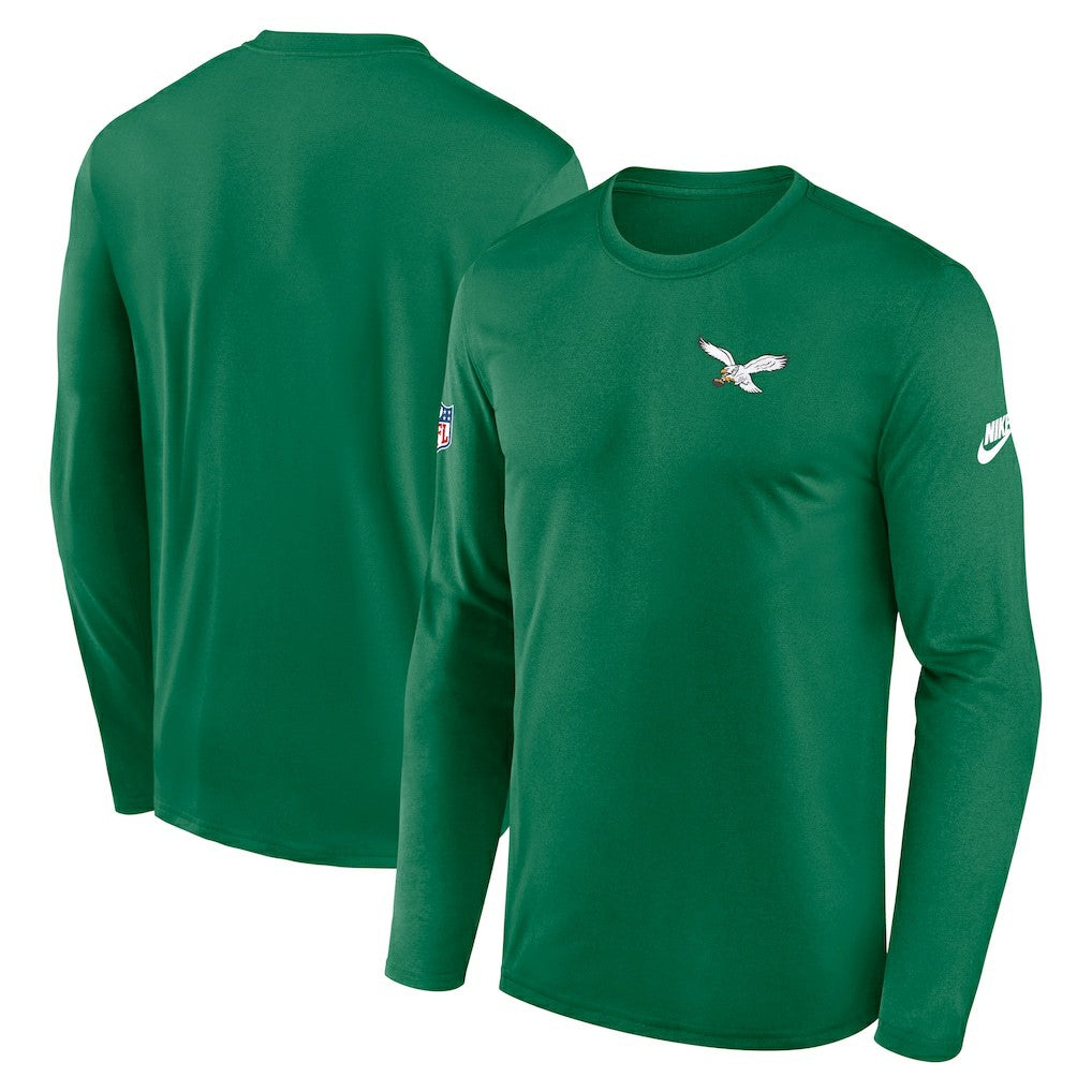 Philadelphia Eagles Legend Small Logo Dri-FIT Long Sleeve T-Shirt - Kelly Green T-shirts