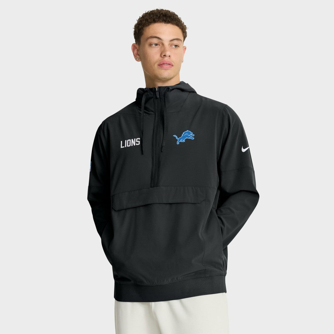 Detroit Lions Sideline Alt Pack Anorak Half-Zip Hoodie Jacket - Black Hoodies
