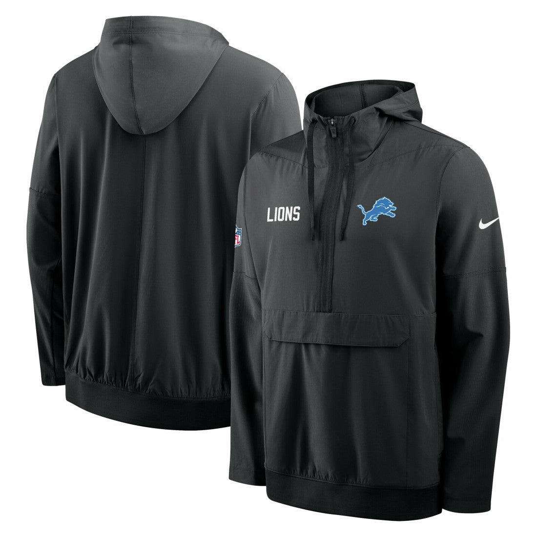 Detroit Lions Sideline Alt Pack Anorak Half-Zip Hoodie Jacket - Black Hoodies