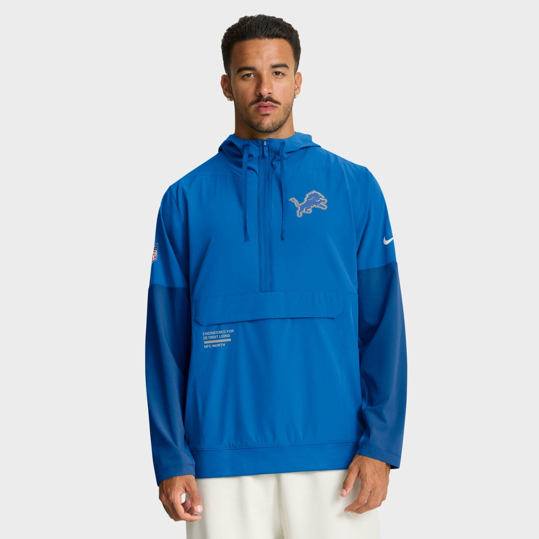 Detroit Lions Sideline Anorak Half-Zip Hoodie Jacket - Blue Hoodies