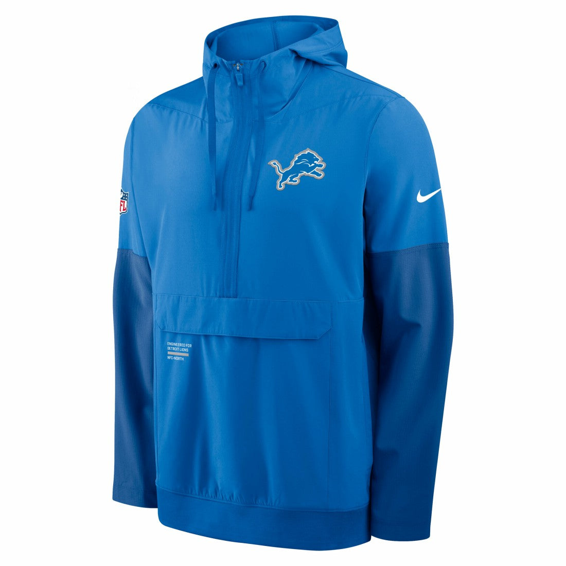 Detroit Lions Sideline Anorak Half-Zip Hoodie Jacket - Blue Hoodies