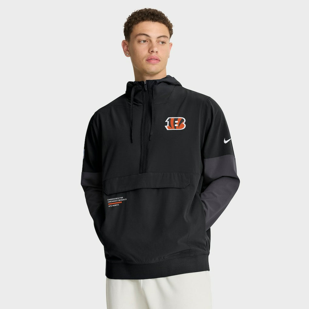 Cincinnati Bengals Sideline Anorak Half-Zip Hoodie Jacket - Black Hoodies