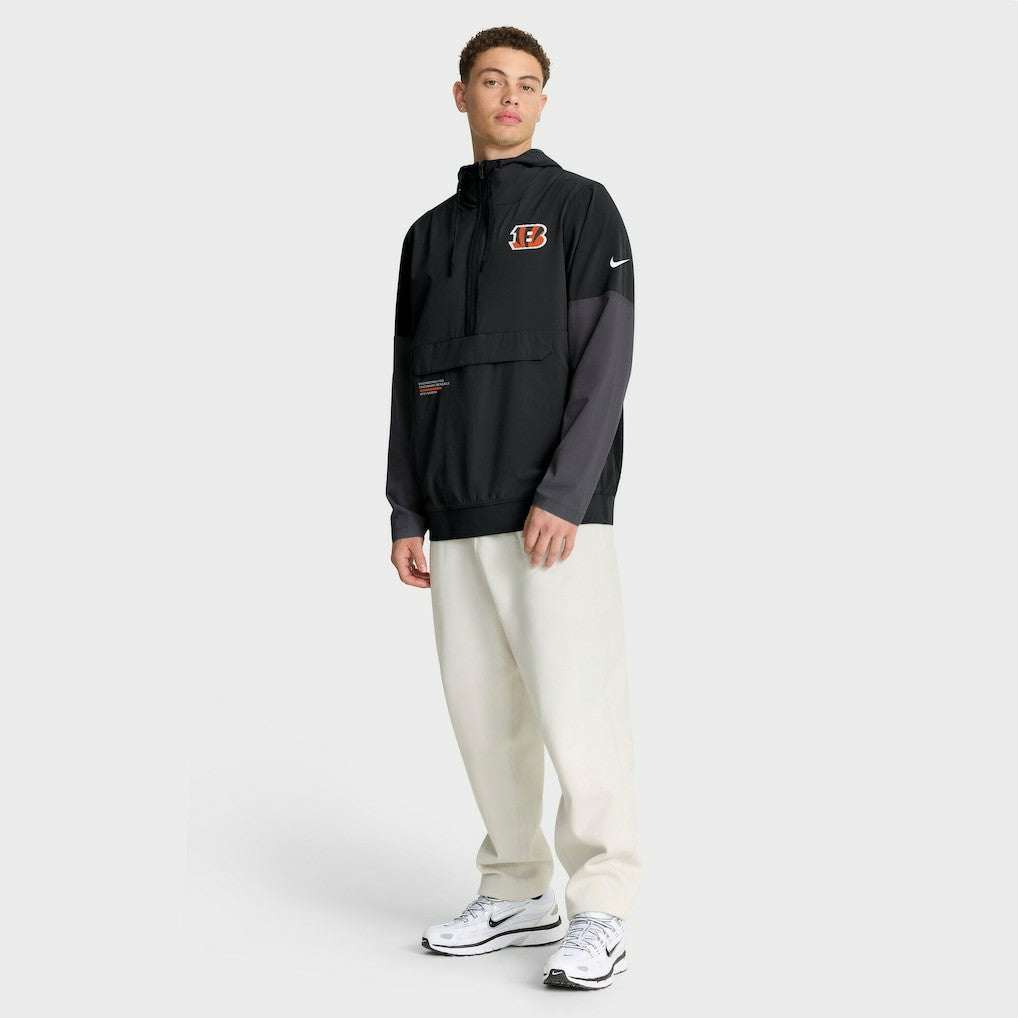Cincinnati Bengals Sideline Anorak Half-Zip Hoodie Jacket - Black Hoodies