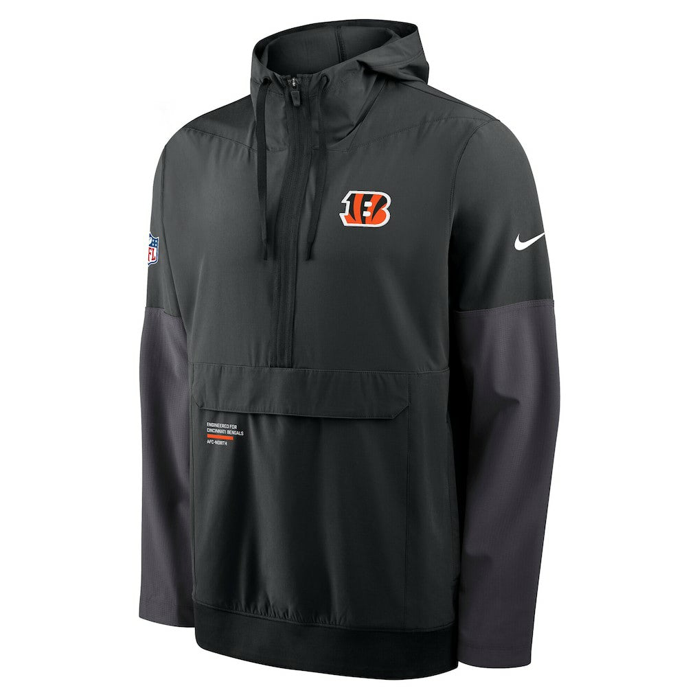 Cincinnati Bengals Sideline Anorak Half-Zip Hoodie Jacket - Black Hoodies