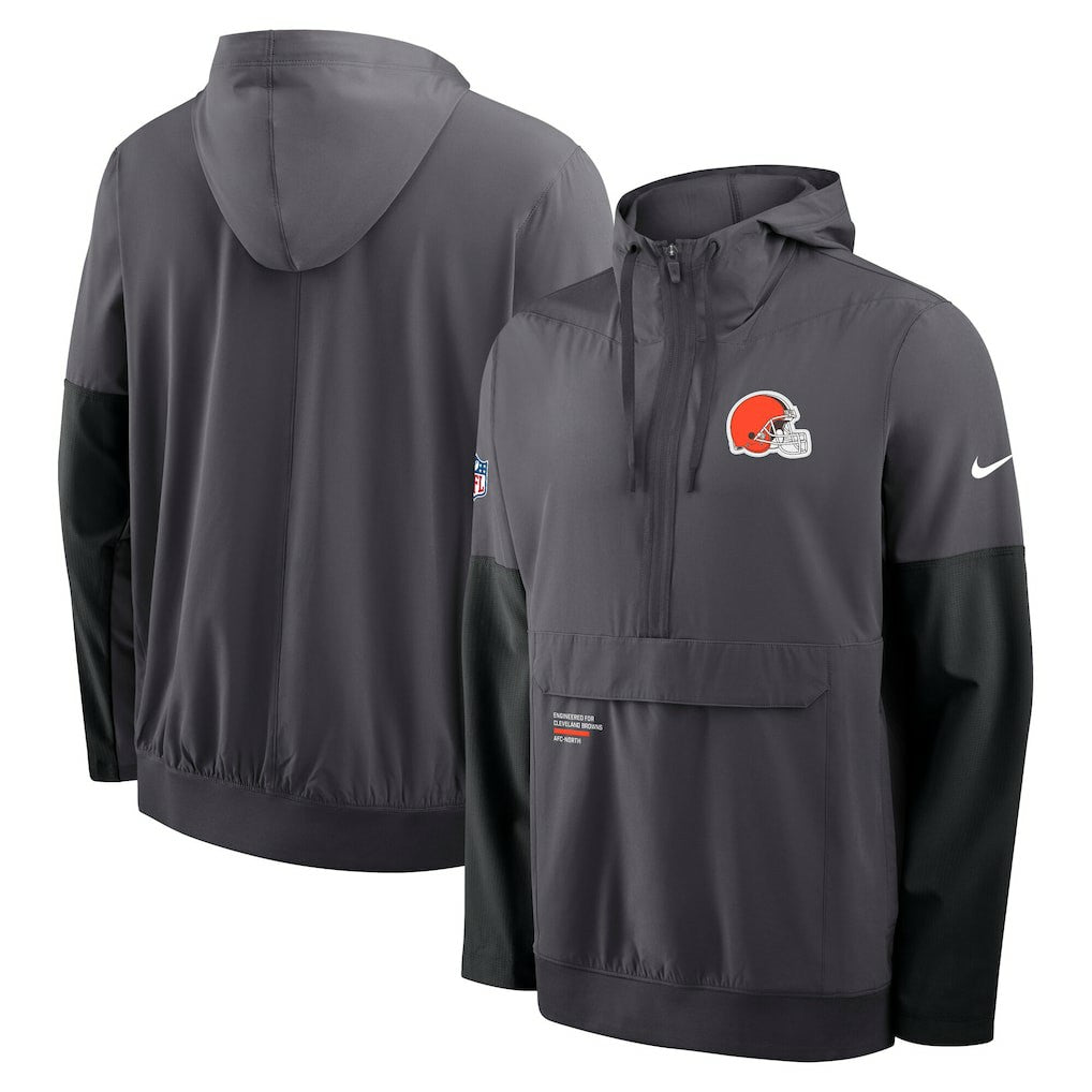 Cleveland Browns Sideline Anorak Half-Zip Hoodie Jacket - Anthracite Hoodies