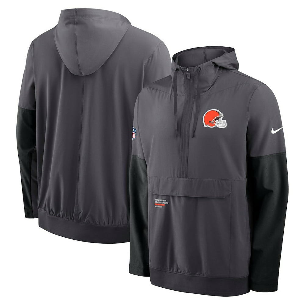 Cleveland Browns Sideline Anorak Half-Zip Hoodie Jacket - Anthracite Hoodies