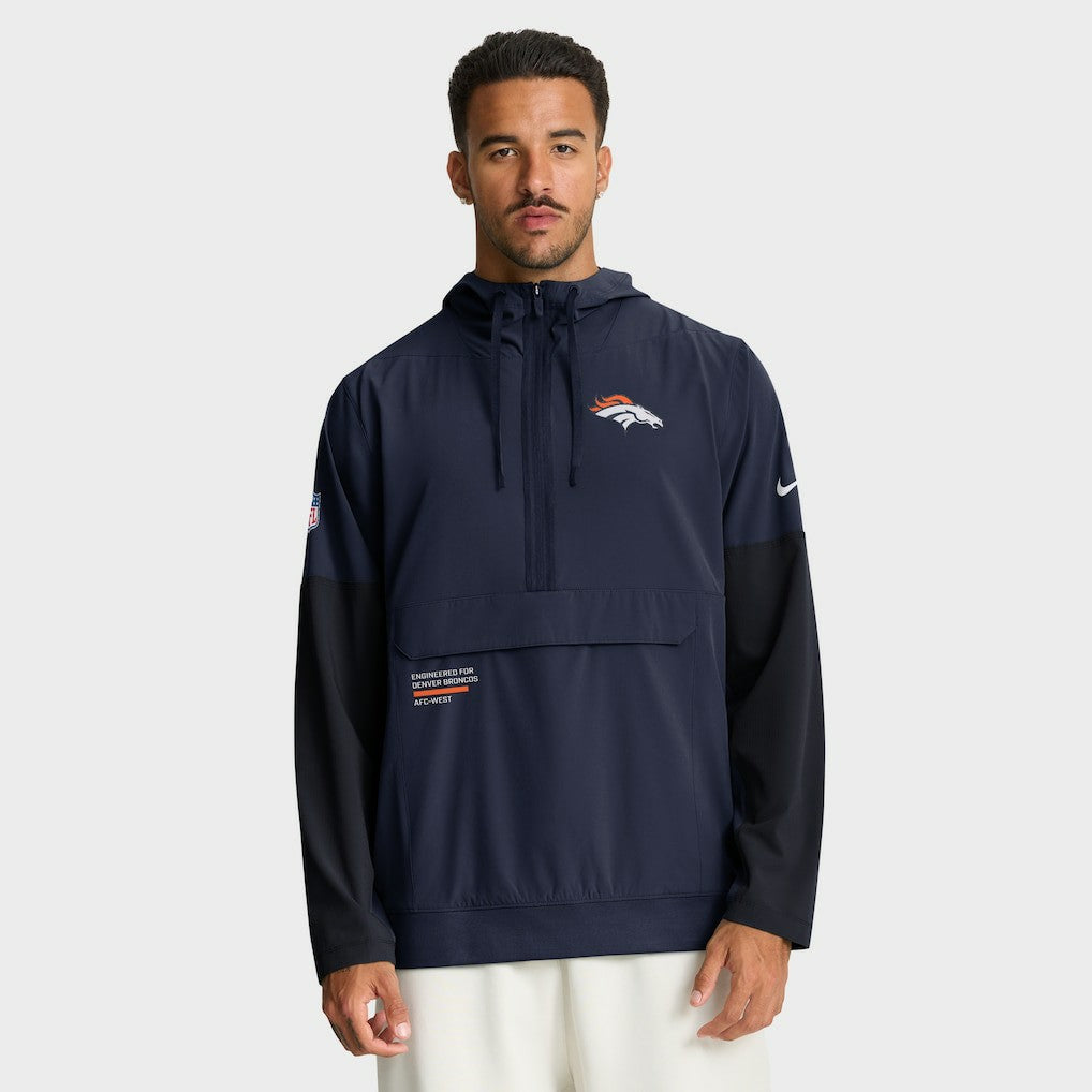 Denver Broncos Sideline Anorak Half-Zip Hoodie Jacket - Navy Hoodies