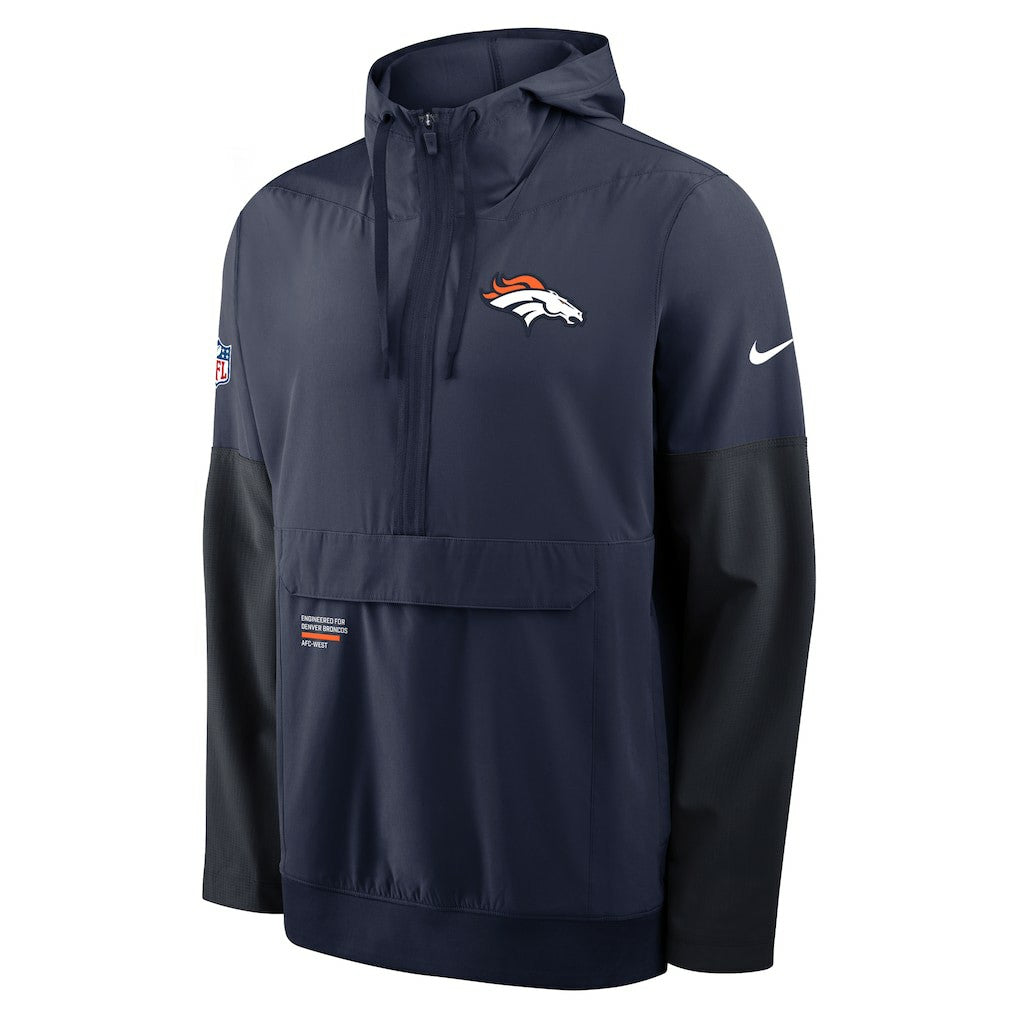 Denver Broncos Sideline Anorak Half-Zip Hoodie Jacket - Navy Hoodies