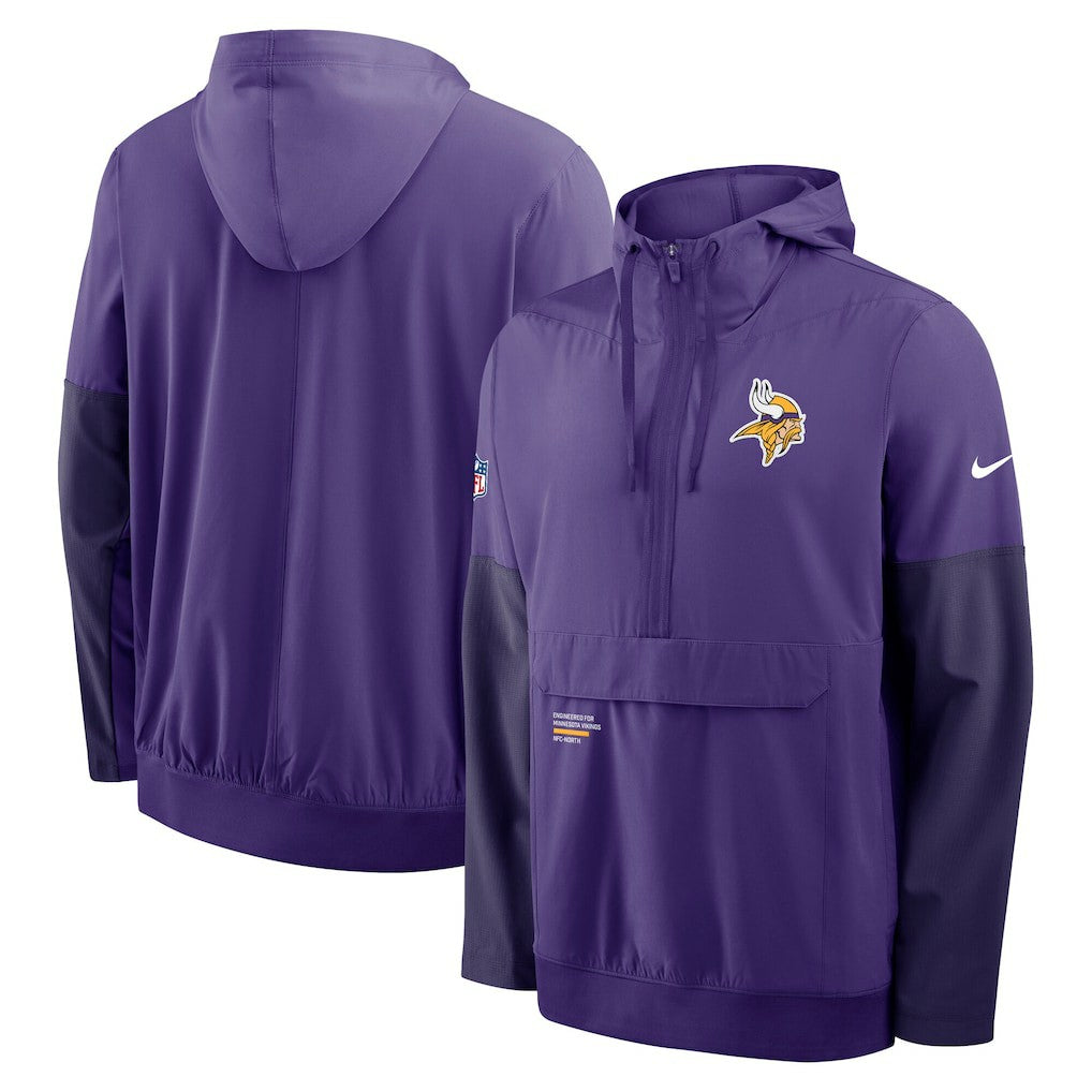 Minnesota Vikings Sideline Anorak Half-Zip Hoodie Jacket - Purple Hoodies