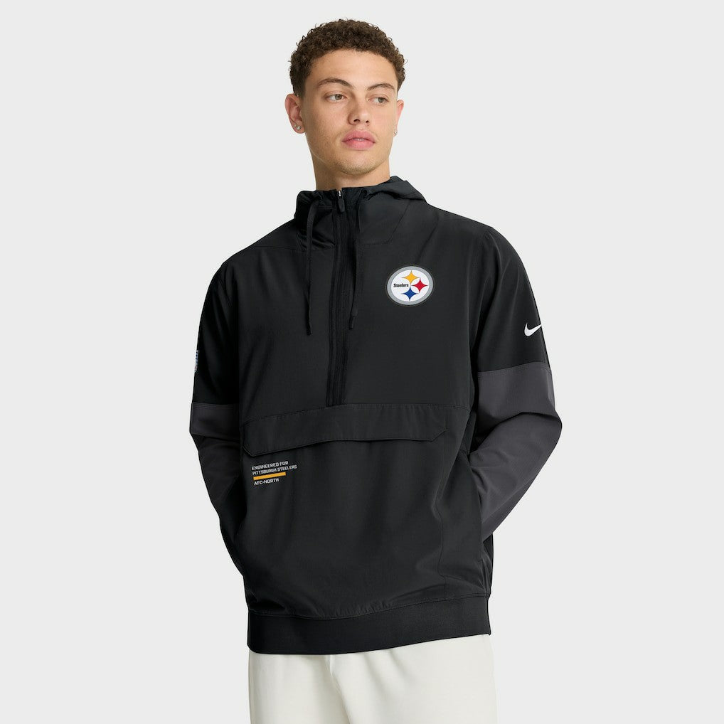 Pittsburgh Steelers Sideline Anorak Half-Zip Hoodie Jacket - Black Hoodies