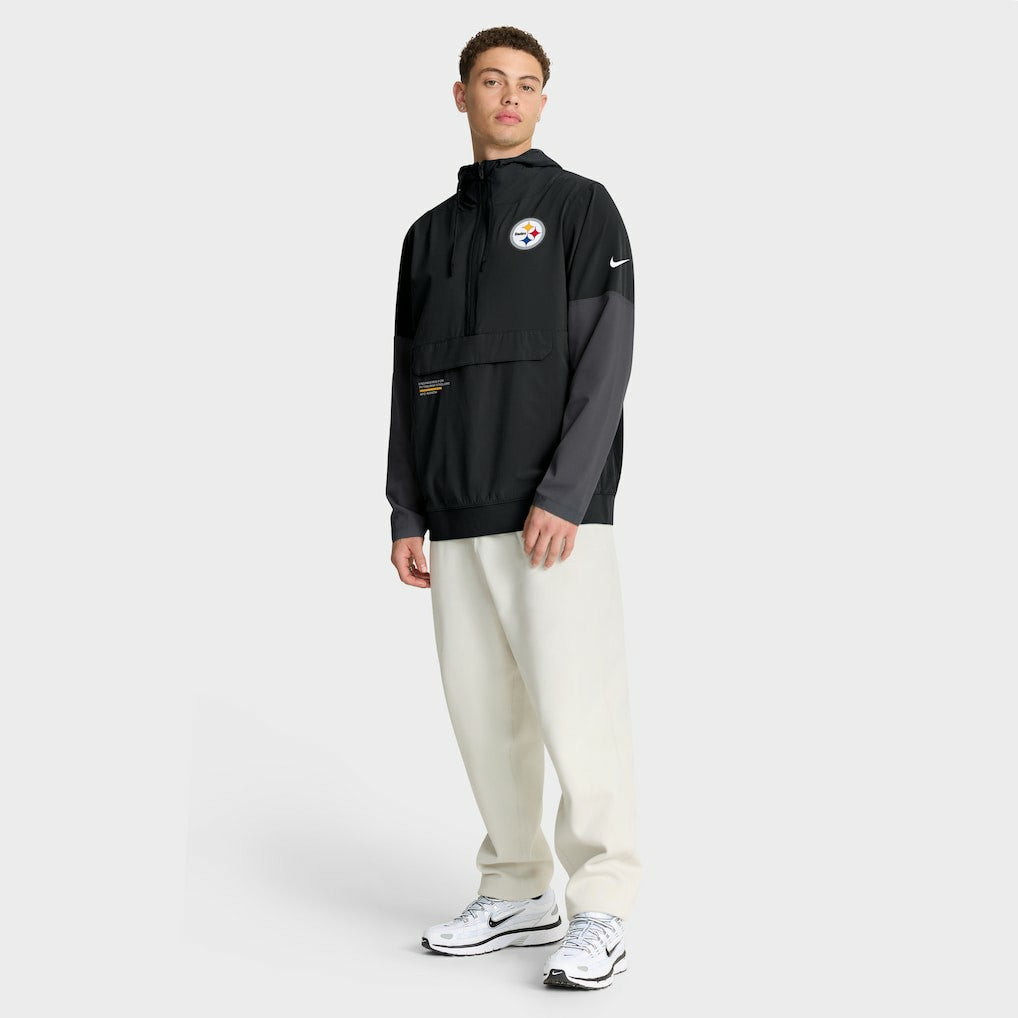 Pittsburgh Steelers Sideline Anorak Half-Zip Hoodie Jacket - Black Hoodies