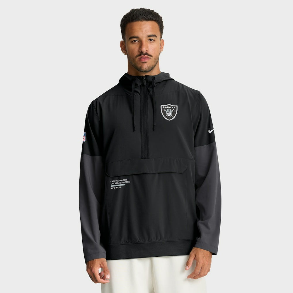 Las Vegas Raiders Sideline Anorak Half-Zip Hoodie Jacket - Black Hoodies