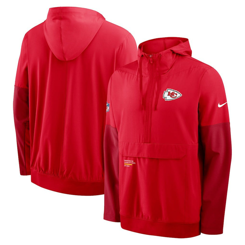 Kansas City Chiefs Sideline Anorak Half-Zip Hoodie Jacket - Red Hoodies