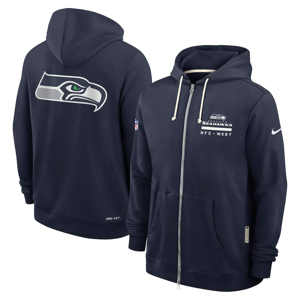 Seattle Seahawks Sideline Standard Issue Utility Player Dri-FIT Full-Zip Hoodie - College Navy Hoodies