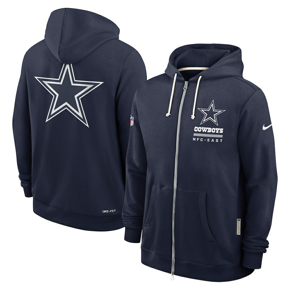 Dallas Cowboys Sideline Standard Issue Utility Player Dri-FIT Full-Zip Hoodie - Navy Hoodies
