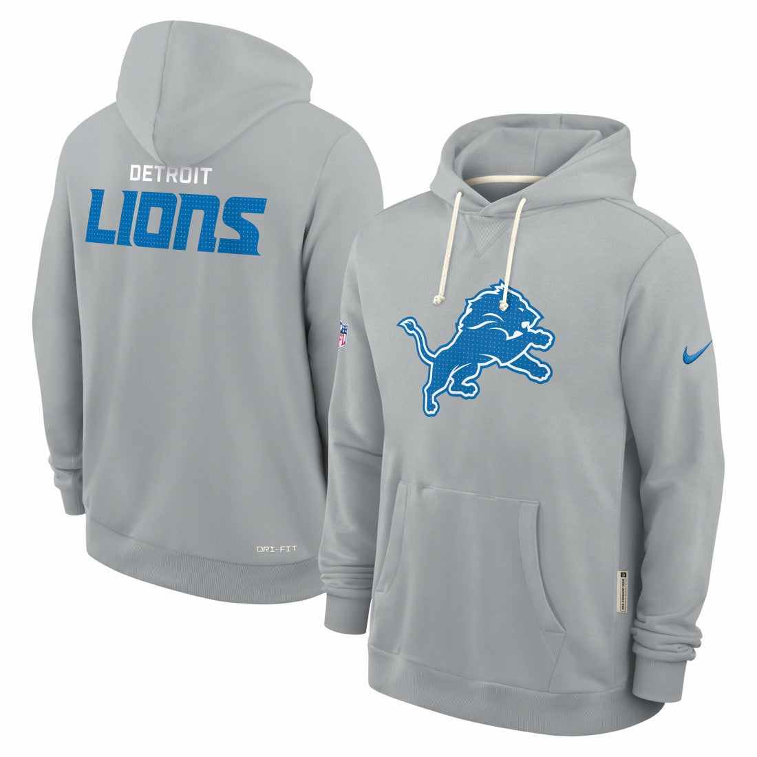 Detroit Lions Sideline Standard Issue Initial Home Dri-FIT Hoodie - Gray Hoodies