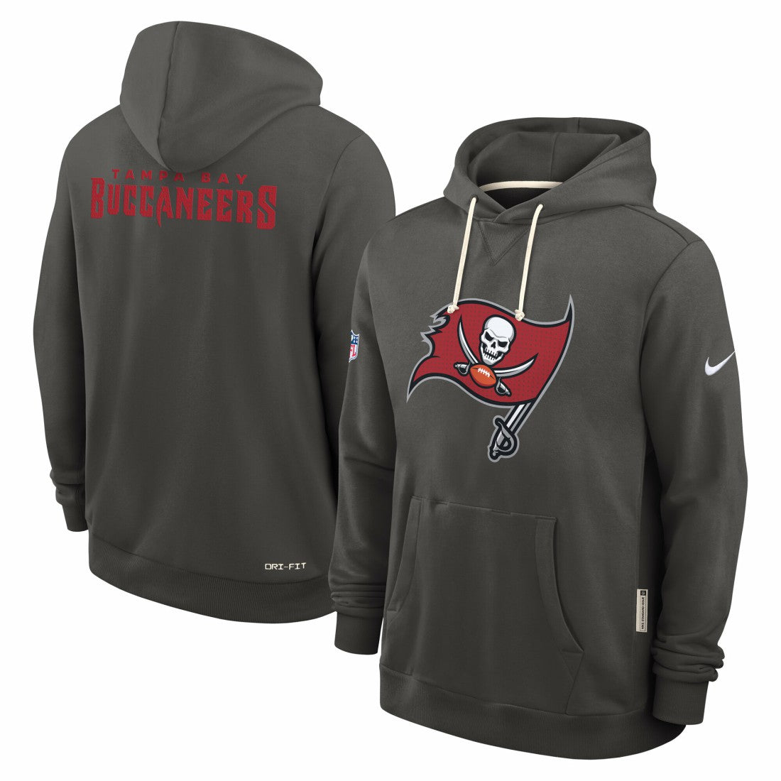 Tampa Bay Buccaneers Sideline Standard Issue Initial Home Dri-FIT Hoodie - Pewter Hoodies