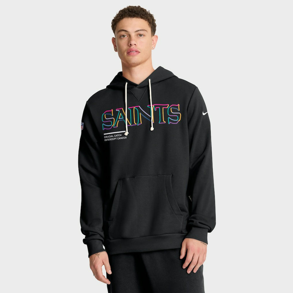 New Orleans Saints 2025 NFL Crucial Catch Sideline Standard Issue Dri-FIT Hoodie - Black Hoodies