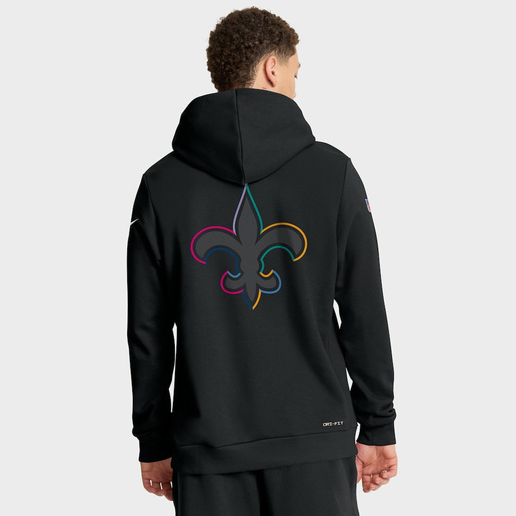 New Orleans Saints 2025 NFL Crucial Catch Sideline Standard Issue Dri-FIT Hoodie - Black Hoodies
