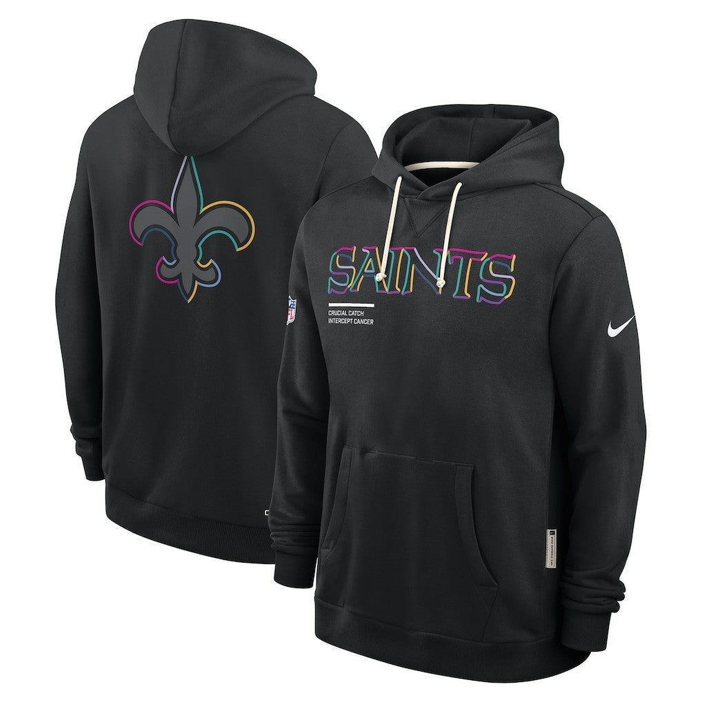 New Orleans Saints 2025 NFL Crucial Catch Sideline Standard Issue Dri-FIT Hoodie - Black Hoodies