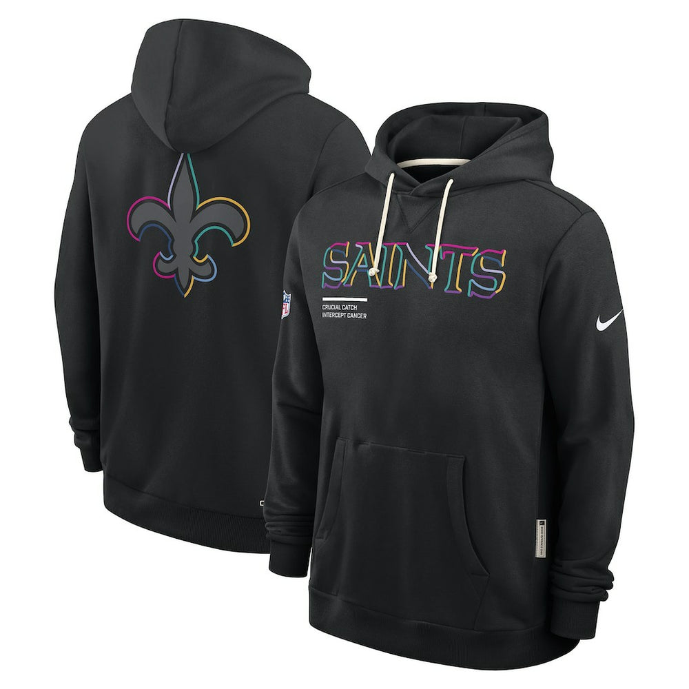 New Orleans Saints 2025 NFL Crucial Catch Sideline Standard Issue Dri-FIT Hoodie - Black Hoodies