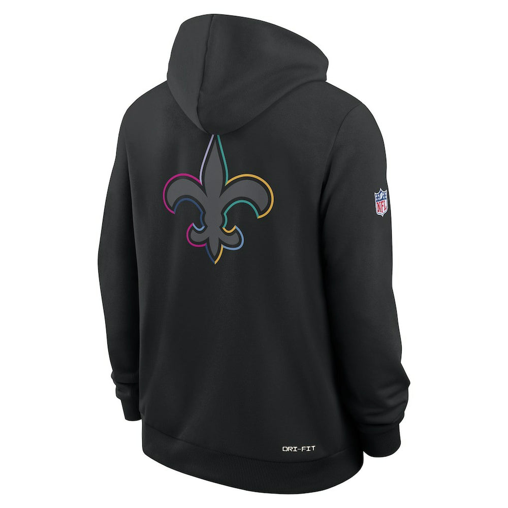 New Orleans Saints 2025 NFL Crucial Catch Sideline Standard Issue Dri-FIT Hoodie - Black Hoodies
