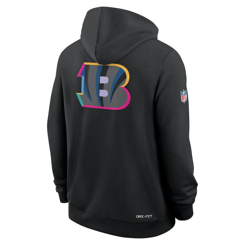 Cincinnati Bengals 2025 NFL Crucial Catch Sideline Standard Issue Dri-FIT Hoodie - Black Hoodies
