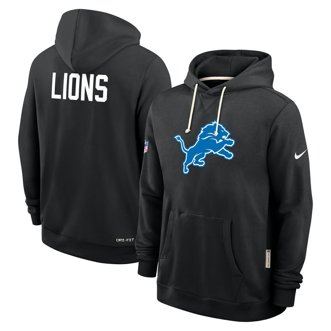 Detroit Lions Sideline Standard Issue Alt 2 Dri-FIT Hoodie - Black Hoodies