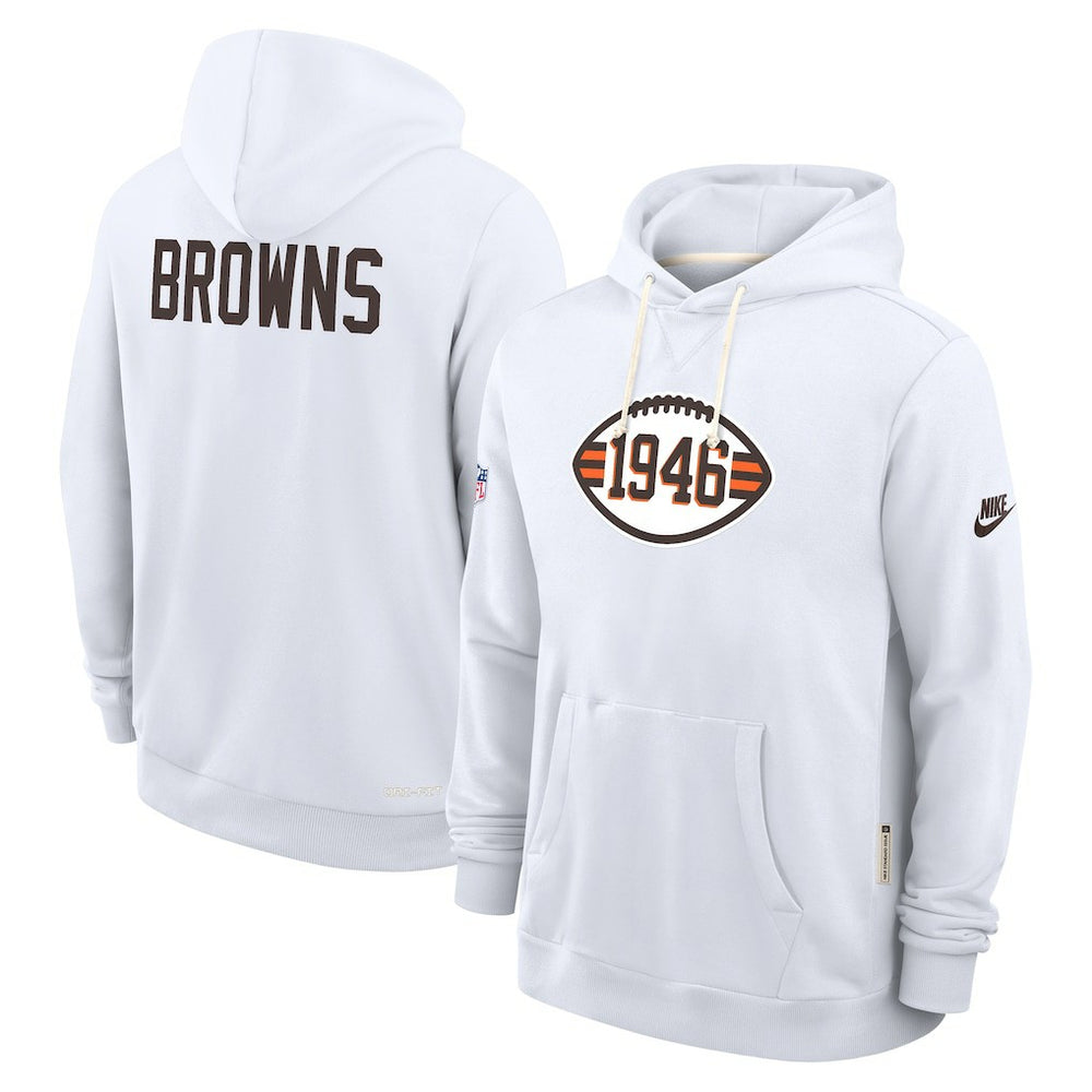 Cleveland Browns Sideline Standard Issue Alt 2 Dri-FIT Hoodie - White Hoodies