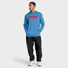 Tennessee Titans Sideline Oilers Throwback Dri-FIT Long Sleeve Hoodie T-Shirt - Light Blue Hoodies