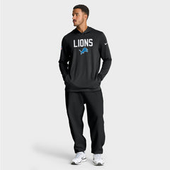 Detroit Lions Sideline Pass Accuracy Dri-FIT Long Sleeve Hoodie T-Shirt - Black Hoodies