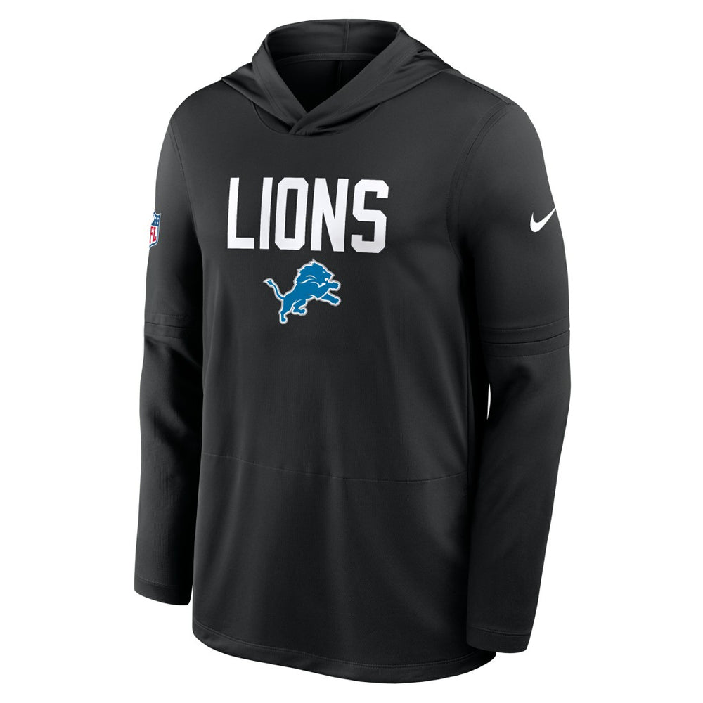 Detroit Lions Sideline Pass Accuracy Dri-FIT Long Sleeve Hoodie T-Shirt - Black Hoodies