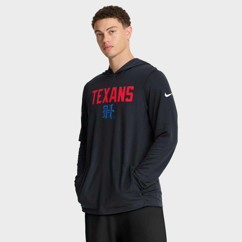 Houston Texans Sideline Pass Accuracy Dri-FIT Long Sleeve Hoodie T-Shirt  - Blue Hoodies