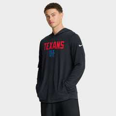 Houston Texans Sideline Pass Accuracy Dri-FIT Long Sleeve Hoodie T-Shirt  - Blue Hoodies