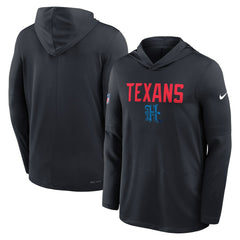 Houston Texans Sideline Pass Accuracy Dri-FIT Long Sleeve Hoodie T-Shirt  - Blue Hoodies