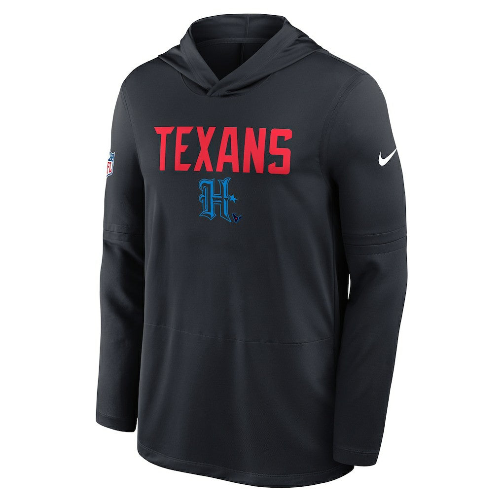 Houston Texans Sideline Pass Accuracy Dri-FIT Long Sleeve Hoodie T-Shirt  - Blue Hoodies