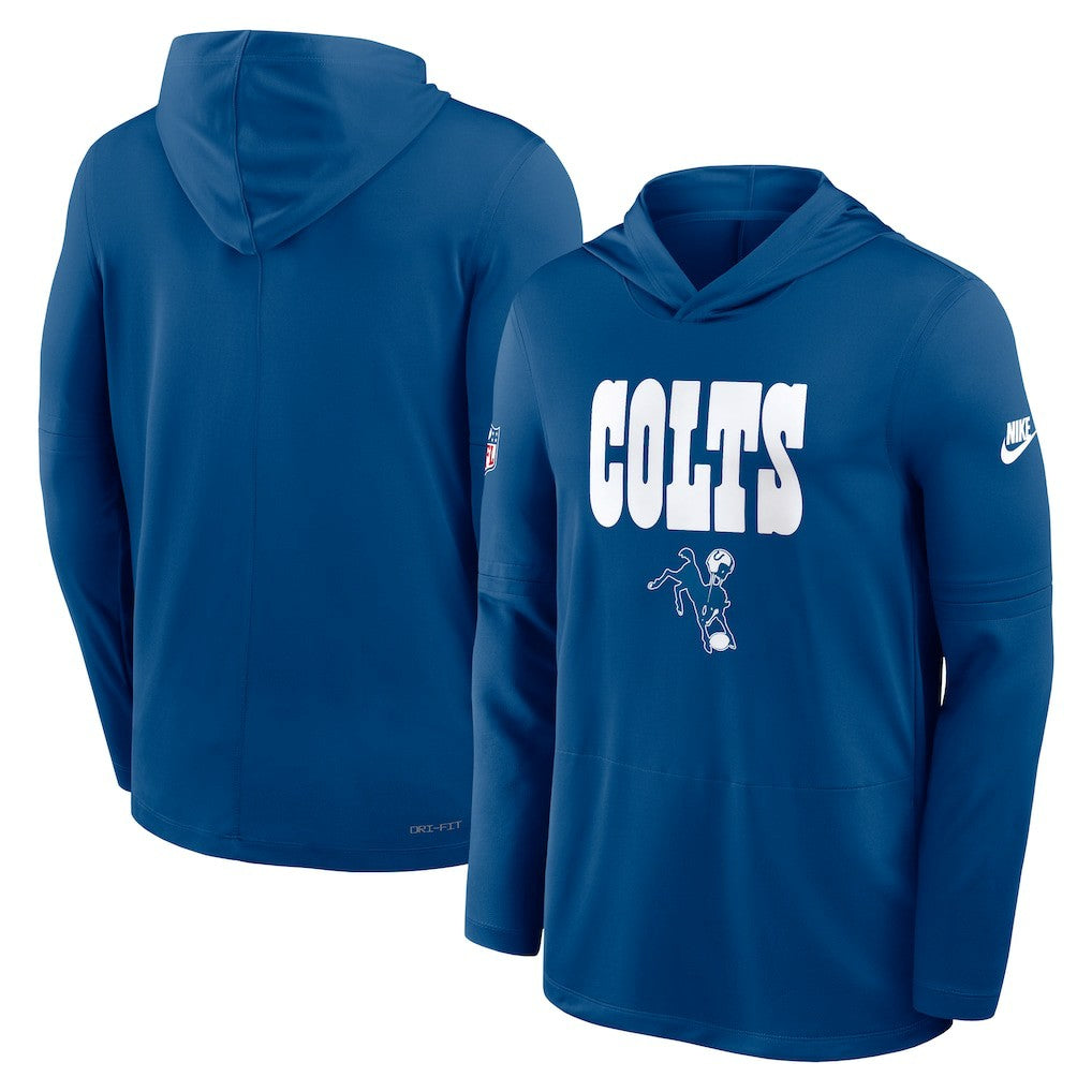 Indianapolis Colts Sideline Pass Accuracy Dri-FIT Long Sleeve Hoodie T-Shirt - Royal Hoodies