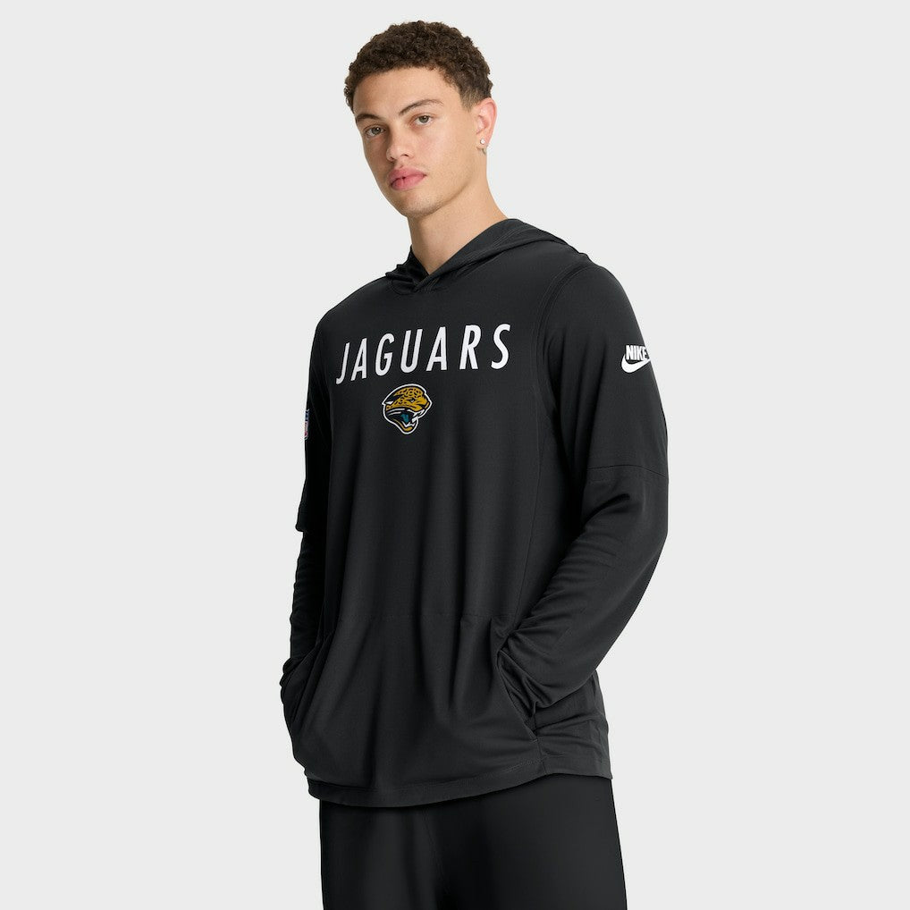 Jacksonville Jaguars Sideline Pass Accuracy Dri-FIT Long Sleeve Hoodie T-Shirt  - Black Hoodies
