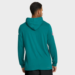Miami Dolphins Sideline Pass Accuracy Dri-FIT Long Sleeve Hoodie T-Shirt - Aqua Hoodies
